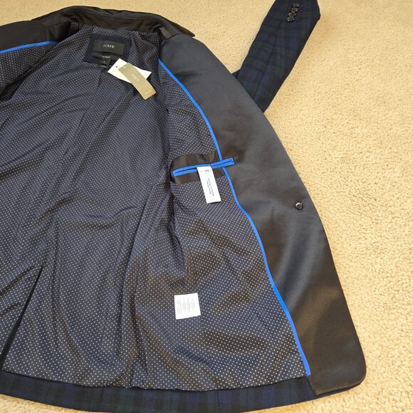 NWT J. Crew Regent Blazer 100% Wool Blackwatch Plaid with Satin Lapels size 0 - Picture 10 of 12